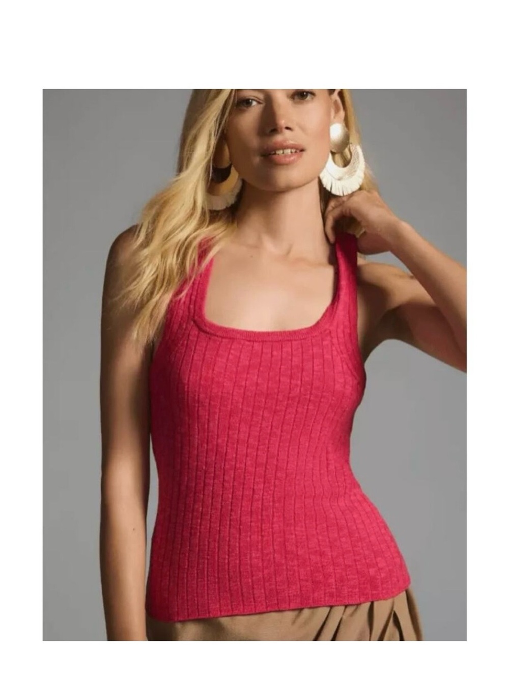 Pilcro by Anthropologie Ribbed Square Neck Sweater Tank